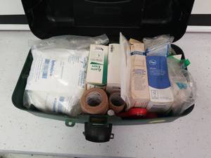 lot 1480 image: First aid kit in a Plano tackle box