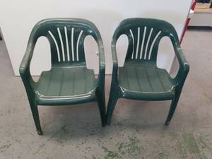 lot 1495 image: Green outdoor chairs