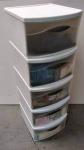 lot 205 image: 5 Stacking Storage Bins & Contents