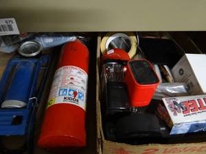 lot 676 image: Fire Extenguisher, Air Pump and Other Asst Items