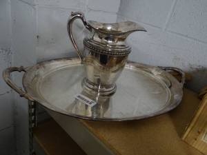 lot 680 image: Silver Platter and Pitcher