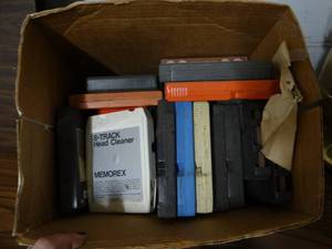 lot 683 image: Box of 8-Track Tapes and Head Cleaners