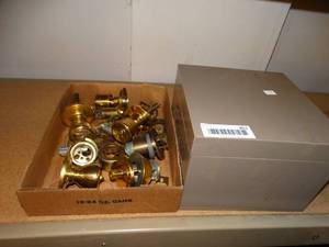 lot 851 image: Metal Box, Door Knobs and Locks