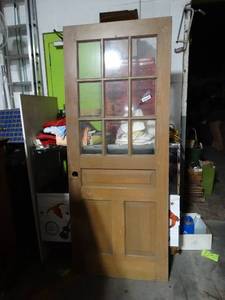 lot 983 image: wooden door with glass window