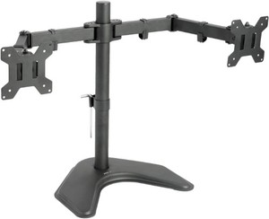 lot 36 image: VIVO Dual LED LCD Monitor Free-Standing Desk Stand for 2 Screens up to 27 inches