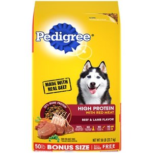 lot 40 image: PEDIGREE High Protein � Beef and Lamb Flavor Adult Dry Dog Food, 50 Pound Bonus Bag