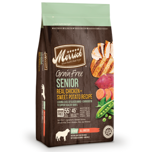 lot 64 image: Merrick Grain-Free Real Chicken & Sweet Potato Recipe Senior Dry Dog Food, 25 lb