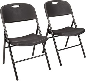 lot 30 image: AmazonBasics Folding Plastic Chair, 350-Pound Capacity, Black, Set of 2