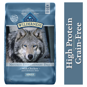 lot 146 image: Blue Buffalo Wilderness Chicken High Protein Grain Free Adult Dry Dog Food, 24-lb