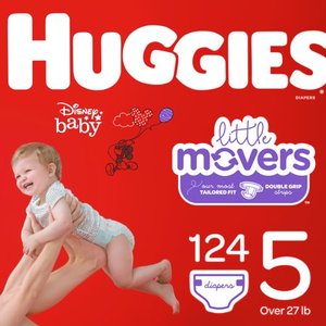 lot 168 image: HUGGIES Little Movers Diapers, Size 5, 124 Count