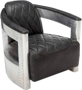 lot 137 image: Pulaski Modern Industrial Metal and Leather Aviation Accent Arm Chairchair