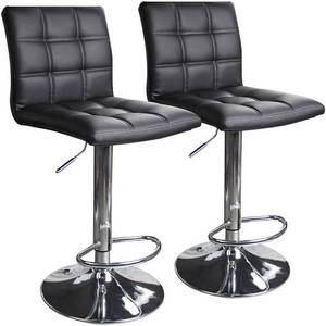 lot 155 image: Modern Square PU Leather Adjustable Bar Stools