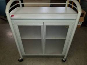 lot 6426 image: Safco Cart with Top Tray and Inside Storage with Wheels