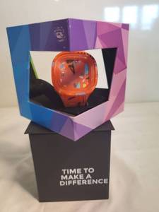 lot 4055 image: Fire Engine Red with Geo Design Flex Watch