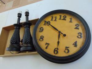 lot 3133 image: Clock and Pair or Lamps