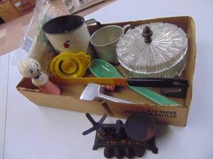 lot 3155 image: Vintage Flower Sifter, Candy Dish, Meat Tenderizer and More