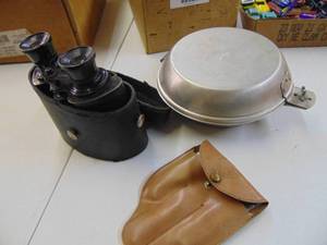 lot 3187 image: Binoculors and Vintage Mess Kit