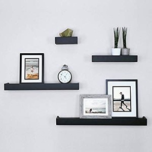 lot 1399 image: Ballucci Modern Ledge Wall Shelves, Set Of 4, Black