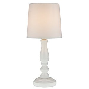 lot 1409 image: Lightaccents White Base Table Lamp  Bedroom Light  Fabric Bell Shade (Pure White)