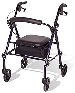 lot 1411 image: Carex Steel Rollator Walker with Seat and Wheels - Rolling Walker for Seniors