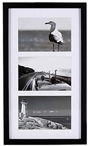 lot 1414 image: UMICAL Collage Picture Frame Black Wood Photo Frames Matted 3-Opening for 5X7 Pictures