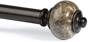 lot 1440 image: KAMANINA 1 Inch Curtain Rod 72 to 144 Inches Marbled Finials, Bronze