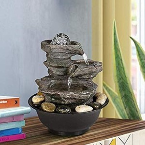 lot 1445 image: BBabe 3 Tier Rock Fall Tabletop Zen Fountain 11 25