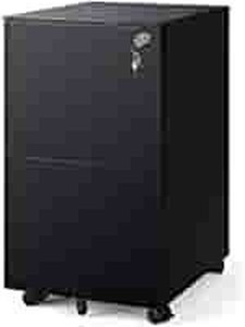 lot 1448 image: DEVAISE 2-Drawer Mobile File Cabinet with Lock, Commercial Vertical Cabinet in Black