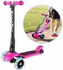 lot 1451 image: Banne Scooter Height Adjustable Lean to Steer Flashing PU Wheels 3 Wheel Kick Scooters for Kids Boys Girls