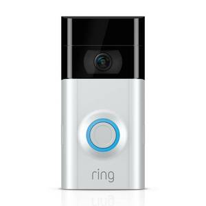 lot 1475 image: Ring Wired and Wireless Refurbished-1080p HD Wi-Fi Video Door Bell 2, Smart Home Camera, Removable Battery, Works with Alexa, Satin Nickel