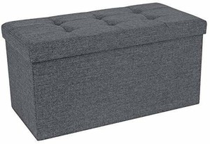 lot 1486 image: SONGMICS Storage Ottoman Bench, Chest with Lid, Foldable Seat, Bedroom, Hallway, Space-saving, 80L Capacity, Hold up to 660 lb, Padded, Dark Grey