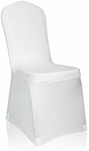 lot 1489 image: EMART Set of 50pcs White Color Polyester Spandex Banquet Wedding Party Chair Covers