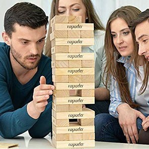 lot 1500 image: ROPODA Toppling Tower - Giant Tumbling Timbers Game 2.5 feet Tall, Grows to Over 5.5 feet Made of Premium Pinewoodfor Adult, Kids, Family OutdoorIndoor Fun.