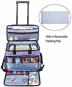 lot 1501 image: Luxja Rolling Sewing Machine Bag with Removable Pad and Shoulder Strap, Rolling Tote Bag for Sewing Machine and Extra Sewing Accessories, Purple