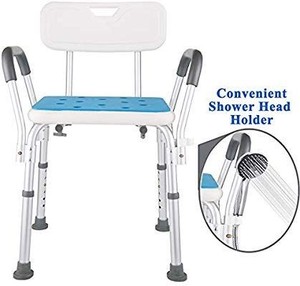 lot 1537 image: Medokare Shower Stool With Padded Seat - Shower Seat For Seniors With Tote Ba...