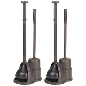lot 1568 image: mDesign Compact Plastic Toilet Bowl Brush and Plunger