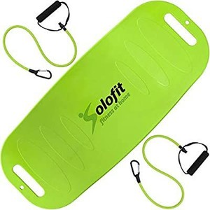 lot 1586 image: Solofit Balance Board with Resistance Bands - Fitness Board for Adults �� The Abs Legs Core Workout Balancing Board - Ideal for Core Workout, Dancers, Ballet, Ankle Workouts, Balancing Exercises