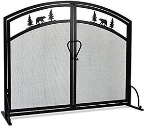 lot 1600 image: MyFirePlaceDirect Single Panel Wrought Iron Fireplace Screen