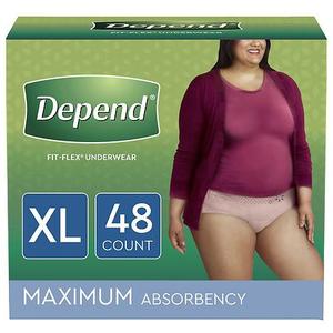 lot 1644 image: Depend Fit-Flex Incontinence Underwear for Women - Maximum Absorbency - X-Large - 24ct