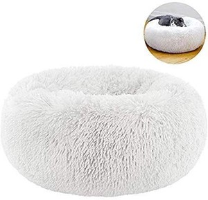 lot 1658 image: TINTON LIFE Luxury Faux Fur Pet Bed for Cats Small Dogs Round Donut Cuddler Oval Plush Cozy Self