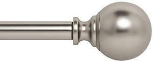 lot 1663 image: Ivilon Drapery Treatment Window Curtain Rod - Ball Style, 24 to 48 Inch. Color Satin Nickel