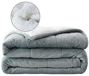 lot 1664 image: Syrinx Plush Weighted Blanket 15lbs, 60x80, Dark GreyWhite for Adults, Minky Sherpa Fleece Blanket with Glass Beads