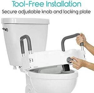 lot 1675 image: Vive Raised Toilet Seat - 5 Portable, Elevated Riser with Padded Handles