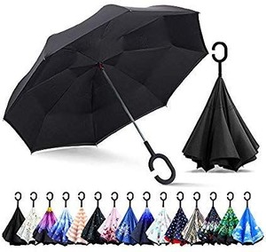 lot 1676 image: ZOMAKE Inverted Umbrella, Double Layer Reverse Umbrella Large Inside Out Umbrella with UV Protection, Windproof Upside Down Umbrellas for Women with C-Shaped Handle
