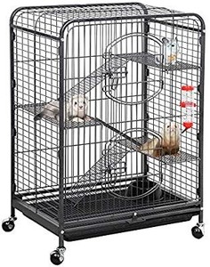 lot 1684 image: Yaheetech 3752-inch Metal Ferret Chinchilla Cage Indoor Outdoor Small Animals Hutch with 2 Front Doors