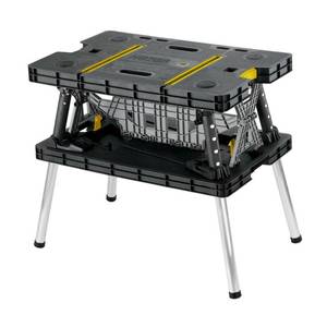 lot 1686 image: Keter Folding Worktable, adjustable resin work bench with clamps, black