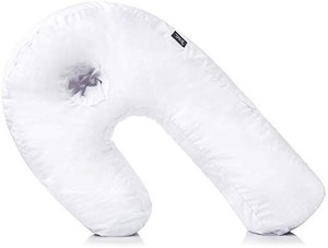 lot 1702 image: Duro-Med DMI Side Sleeper Body Pillow with Contoured Support to Help Eliminate Neck & Back Pain, Includes Hypoallergenic Removable Washable Cover, Firm, White, Full Body Pillow