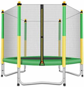 lot 1709 image: Fashionsport OUTFITTERS Trampoline with Safety Enclosure -Indoor or Outdoor Trampoline for Kids-YellowGreen-5 feet