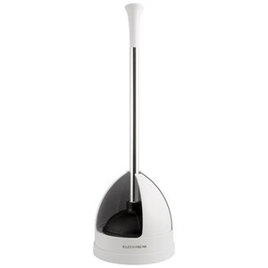 lot 1711 image: Kleen Freak Antibacterial GERM GUARD Aluminum Handle Toilet Plunger & Twister Holder, WhitePolished
