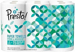 lot 2 image: Amazonn Brand - Presto Flex-a-size Paper Towels 6 Count 15 Regular Tissue Rolls
